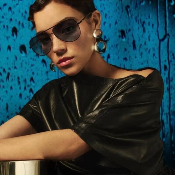 New Quay Unisex High Key Silver/Grey Light Turquoise Oversize Aviator Sunglasses main image 11